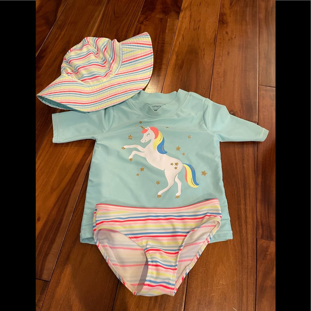 Swim top, bottom and hat (hat size 4-8). Carters brand. Smoke and dog free home.